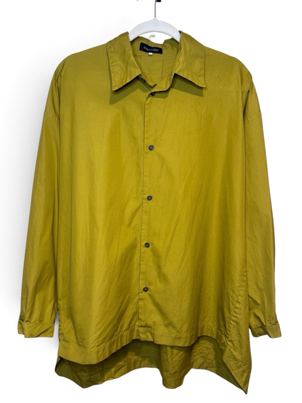 Eskandar Blouse Cotton Poplin Oversized Tunic Button Front Top L / XL Lagenlook